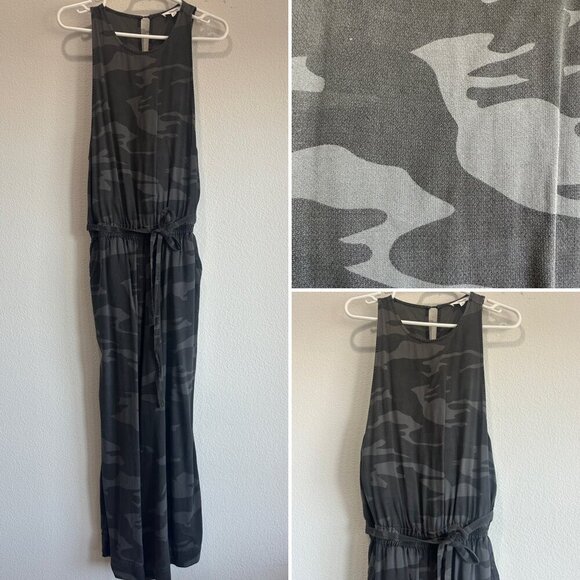Splendid Faded Black & Gray Camo Sleeveless Wide Leg Jumpsuit - Picture 2 of 8